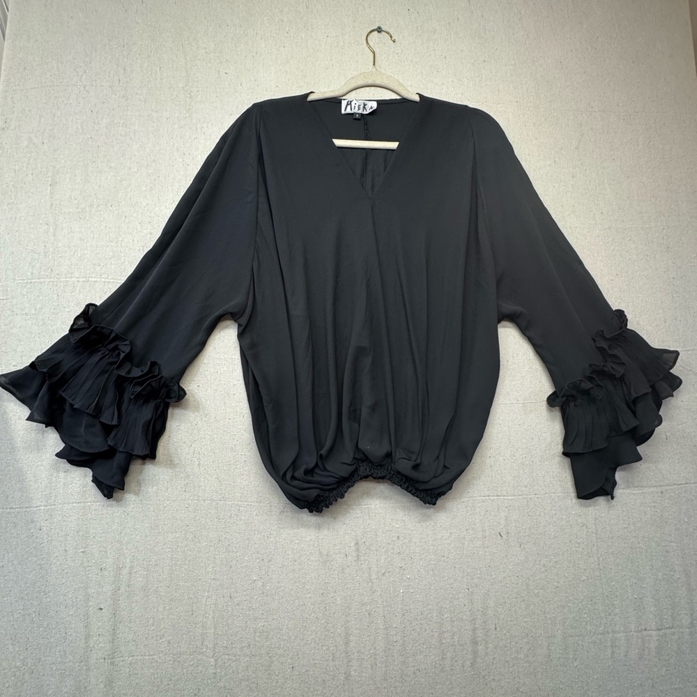 Mieka Black Ruffle Sleeve Blouse